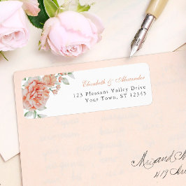 Elegant Pink Floral Wedding Return Address Etiket