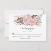 Elegant Pink Floral Wedding RSVP Kaartje (Voorkant)