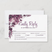 Elegant Pink Floral Wedding RSVP Kaartje (Voorkant)