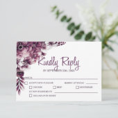 Elegant Pink Floral Wedding RSVP Kaartje (Staand voorkant)