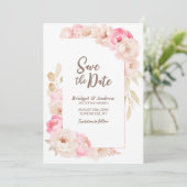 Elegant Pink Floral Wedding Save The Date (Staand voorkant)