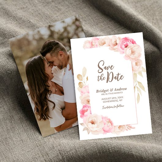 Elegant Pink Floral Wedding Save The Date