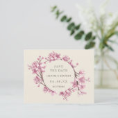 Elegant Pink Floral Wedding Save the Date Aankondigingskaart (Staand voorkant)
