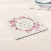 Elegant Pink Floral Wedding Save the Date Kartonnen Onderzetters (Schuin)