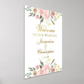 Elegant Pink Floral Welkom bij ons huwelijk Folie Afdrukken (Laagn)