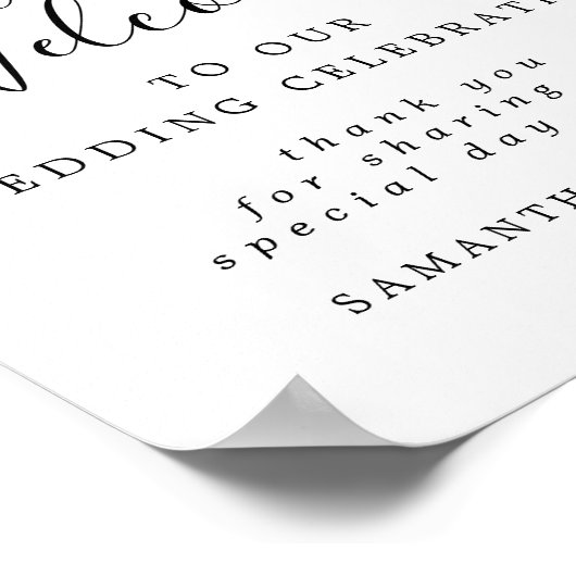 Elegant Pink Floral Welkom bij ons trouwbord Poster (Hoek)