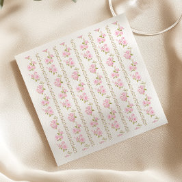 Elegant Pink Floral White Servet