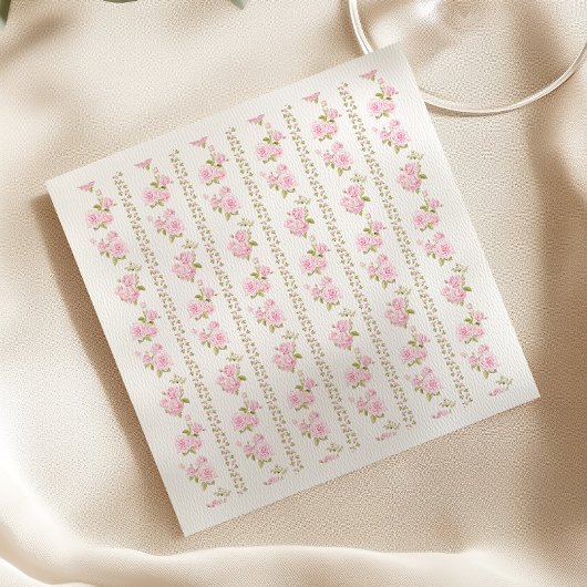 Elegant Pink Floral White Servet