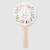 Elegant Pink Floral Wreath Wedding Hand Fans Handwaaier (Voorkant)