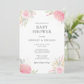 Elegant Pink Florals Baby shower Uitnodiging (Staand voorkant)