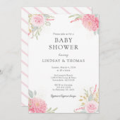 Elegant Pink Florals Baby shower Uitnodiging (Voorkant / Achterkant)