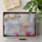 Elegant Pink Florals Butterflies Vintage Decoupage Tissuepapier (Geschenk)