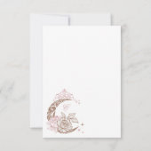 Elegant Pink Florals Moon Stars Tiara Quinceañera RSVP Kaartje (Achterkant)