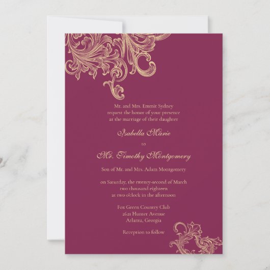 Elegant Pink Flourish Wedding Parents Names Kaart (Voorkant)