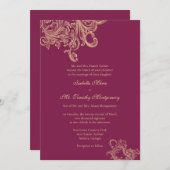 Elegant Pink Flourish Wedding Parents Names Kaart (Voorkant / Achterkant)