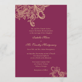 Elegant Pink Flourish Wedding Parents Names Kaart