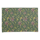 Elegant Pink Flower Pattern on Dark Background Kussensloop (Voorkant-Rechts)