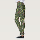 Elegant Pink Flower Pattern on Dark Background Leggings (Links)
