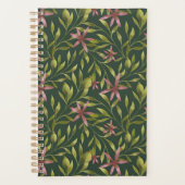 Elegant Pink Flower Pattern on Dark Background Planner (Voorkant)