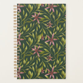 Elegant Pink Flower Pattern on Dark Background Planner