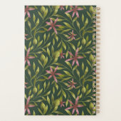 Elegant Pink Flower Pattern on Dark Background Planner (Achterkant)