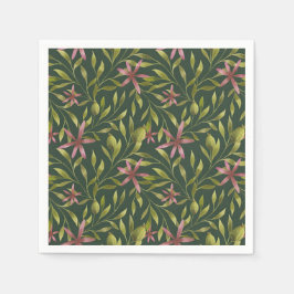 Elegant Pink Flower Pattern on Dark Background Servet