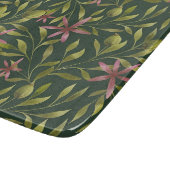 Elegant Pink Flower Pattern on Dark Background Snijplank (Hoek)