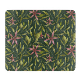 Elegant Pink Flower Pattern on Dark Background Snijplank