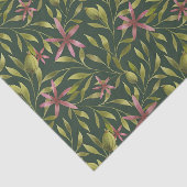 Elegant Pink Flower Pattern on Dark Background Tissuepapier (Detail)