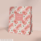 Elegant pink flowers and gold monogram gift bag medium cadeauzakje