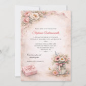 Elegant Pink Flowers Birthday Party | Kaart (Voorkant)