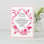 Elegant Pink Flowers Diamond Weddenschap Kaart (Staand voorkant)
