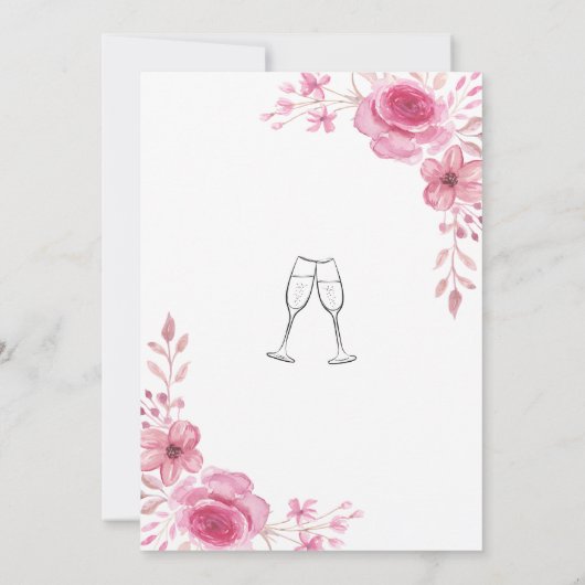 Elegant Pink Flowers en Greenery Vrijgezellenfeest Kaart (Achterkant)