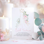Elegant Pink Flowers en Greenery Vrijgezellenfeest Kaart<br><div class="desc">Zacht roze bloemen en bruinkleding voor bruiloft</div>