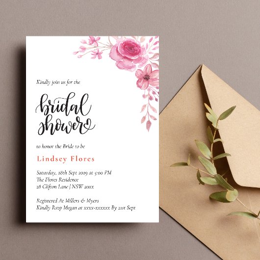 Elegant Pink Flowers en Greenery Vrijgezellenfeest Kaart