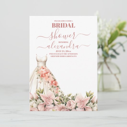 Elegant Pink Flowers en Greenery Vrijgezellenfeest Kaart (Staand voorkant)