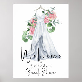 Elegant Pink Flowers en Greenery Vrijgezellenfeest Poster