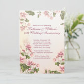 Elegant Pink Flowers Floral Wedding Jubileum Kaart (Staand voorkant)