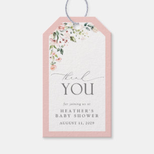 Elegant Pink Flowers Garden Baby shower dank u Cadeaulabel