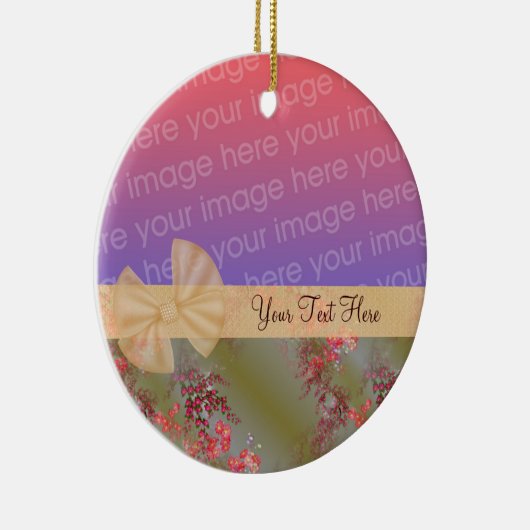 Elegant Pink Flowers Ribbon Foto Ornament (Rechts)