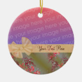 Elegant Pink Flowers Ribbon Foto Ornament (Voorkant)