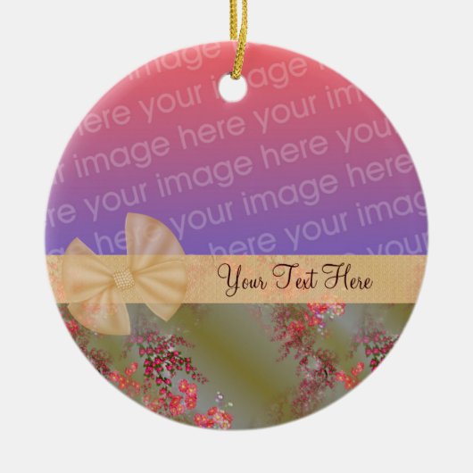 Elegant Pink Flowers Ribbon Foto Ornament (Voorkant)