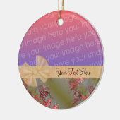 Elegant Pink Flowers Ribbon Foto Ornament (Links)