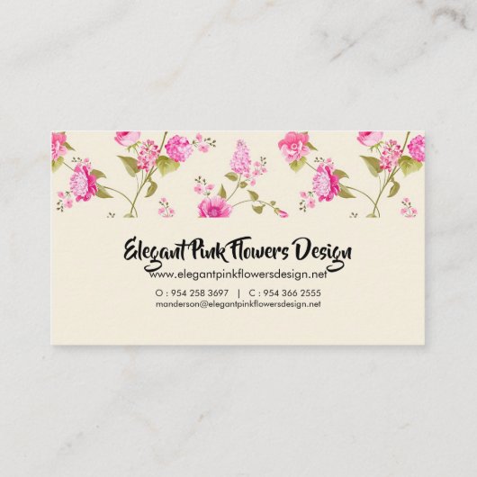 Elegant Pink Flowers Visitekaartje (Achterkant)