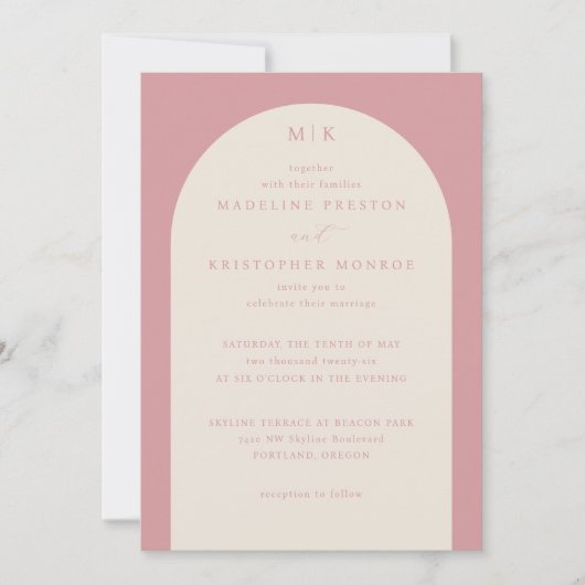 Elegant Pink Formal Invitation Kaart (Voorkant)