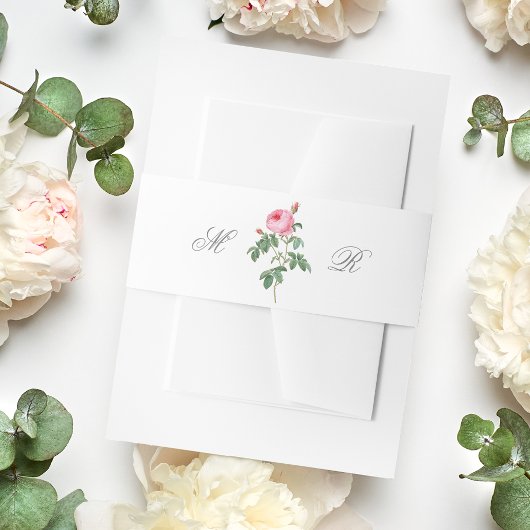 Elegant Pink French Rose Calligraphy Wedding Uitnodigingen Wikkel