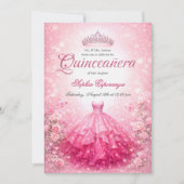 Elegant Pink & Fuchsia Quinceanera Kaart (Voorkant)