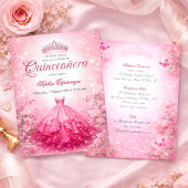 Elegant Pink & Fuchsia Quinceanera Kaart