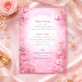 Elegant Pink & Fuchsia Quinceanera Kaart