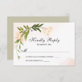 Elegant Pink Garden Flowers Greenery Wedding RSVP Kaartje (Voorkant / Achterkant)